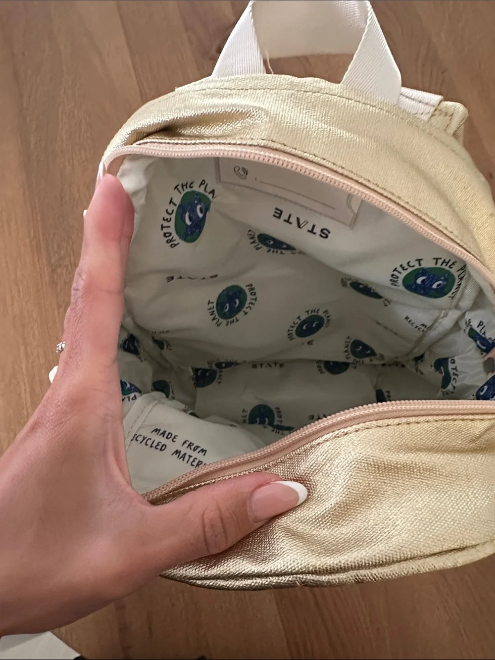 STATE Metallic Gold Mini Backpack for Women